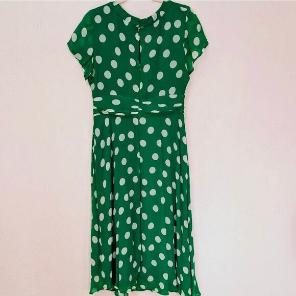 Boden Green Polka Dot Midi Dress Size 8 Petite - Picture 2 of 8